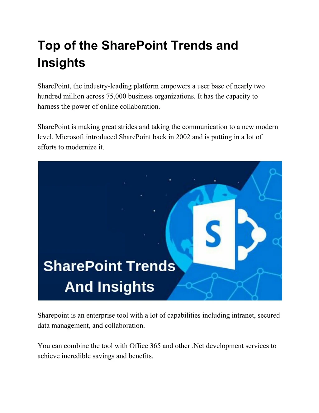 top of the sharepoint trends and insights