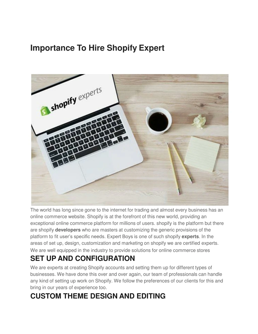 importance to hire shopify expert