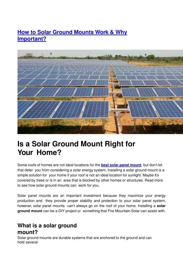How to Solar Ground Mounts Work & Why Important?
