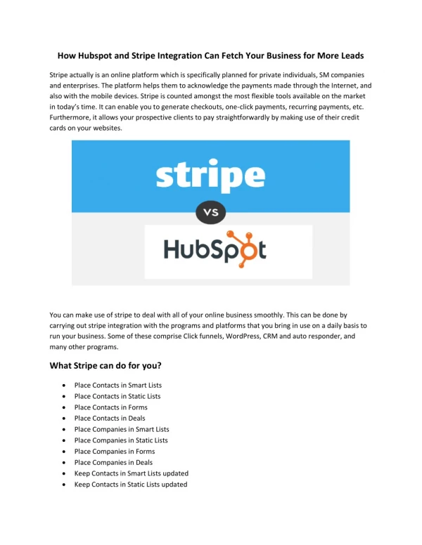 How Hubspot and Stripe Integration Can Fetch Your Business for More Leads