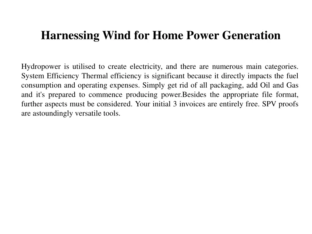 harnessing wind for home power generation