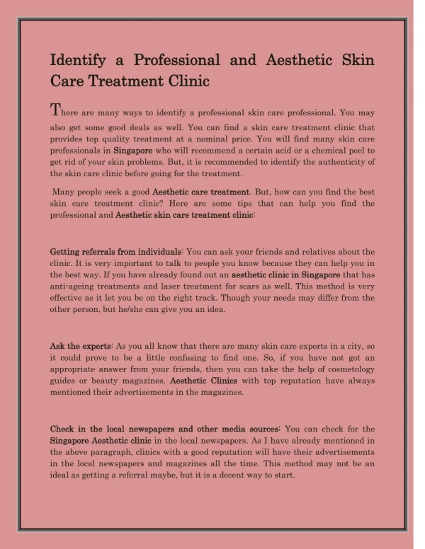 Identify a Professional and Aesthetic Skin Care Treatment Clinic
