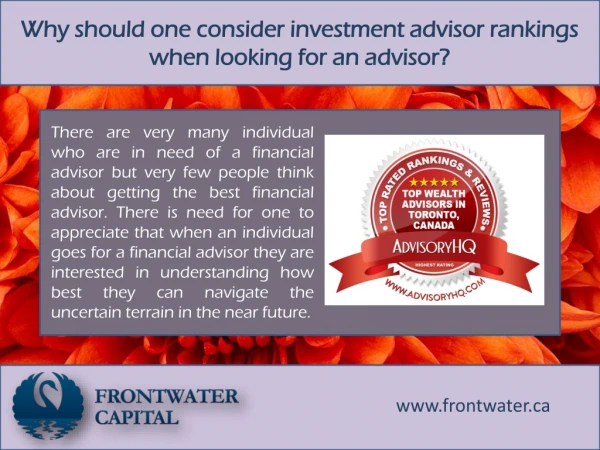 Why should one consider investment advisor rankings when looking for an advisor