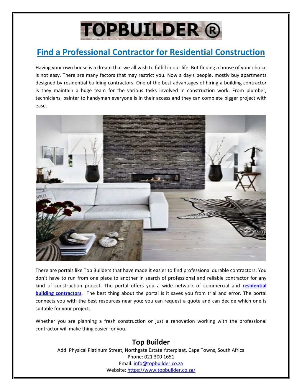 find a professional contractor for residential