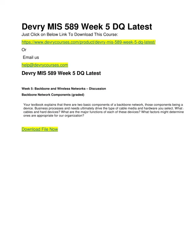 Devry MIS 589 Week 5 DQ Latest