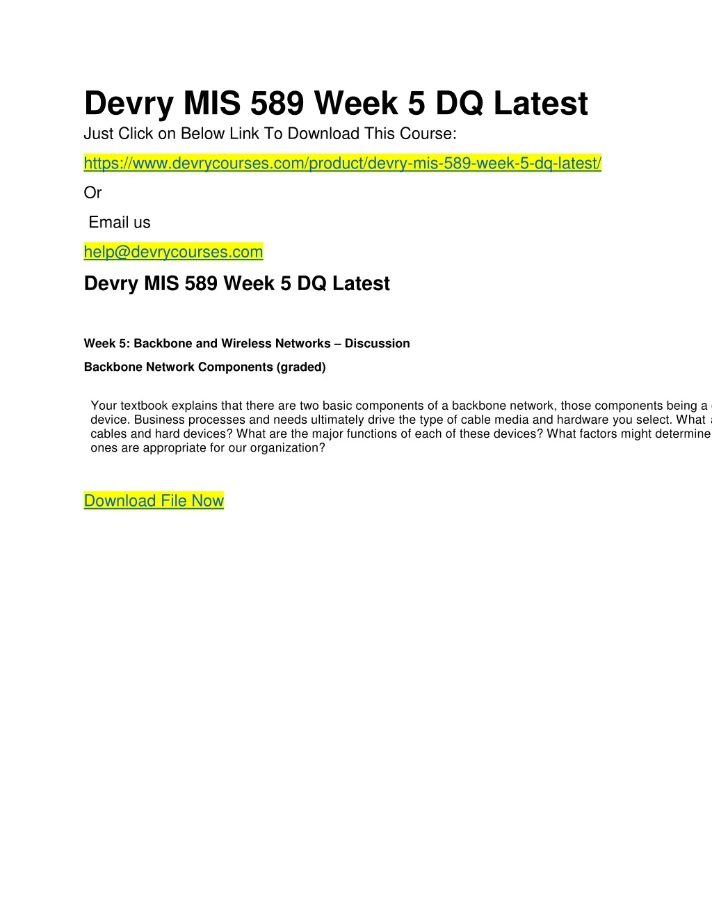 devry mis 589 week 5 dq latest just click