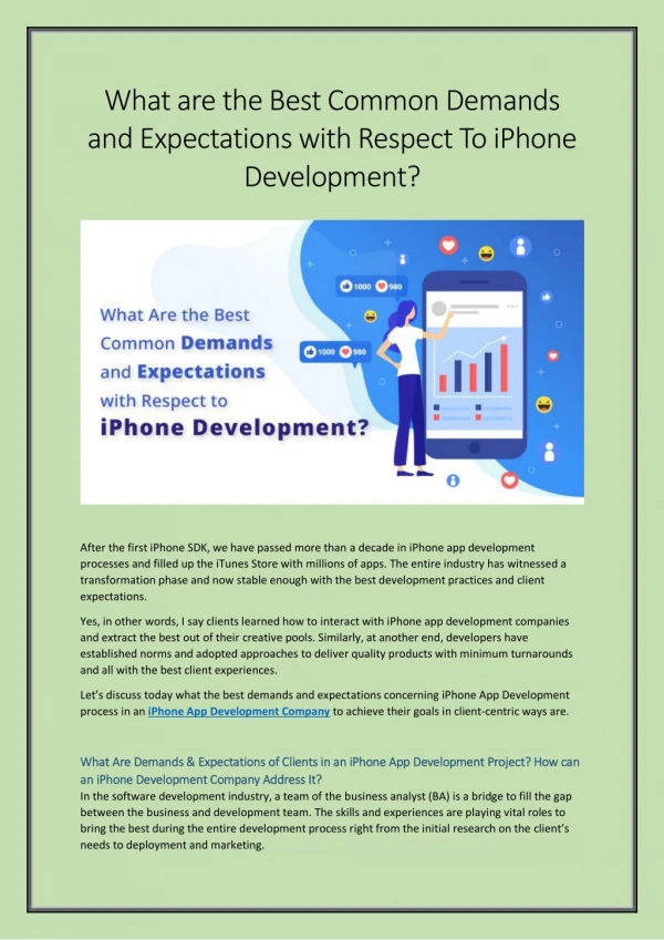 What are the Best Common Demands and Expectations with Respect To iPhone Development?