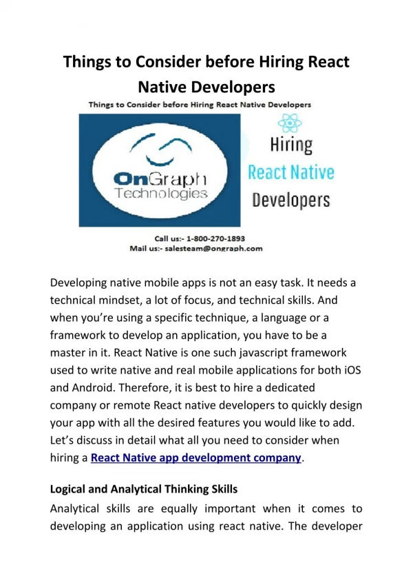 things to consider before hiring react native