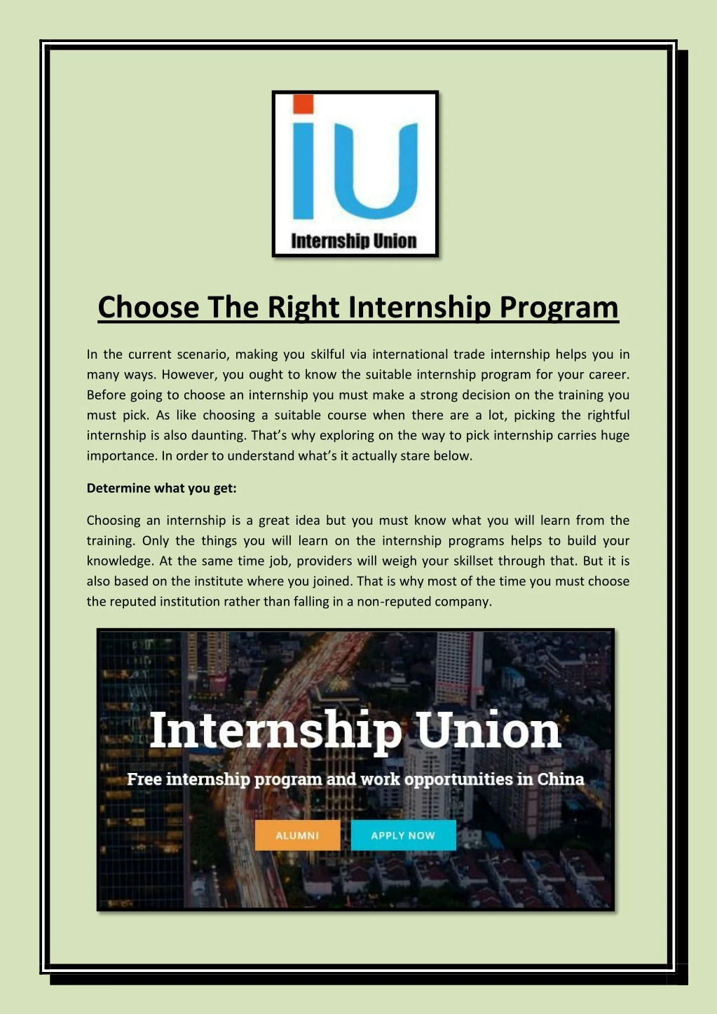 choose the right internship program