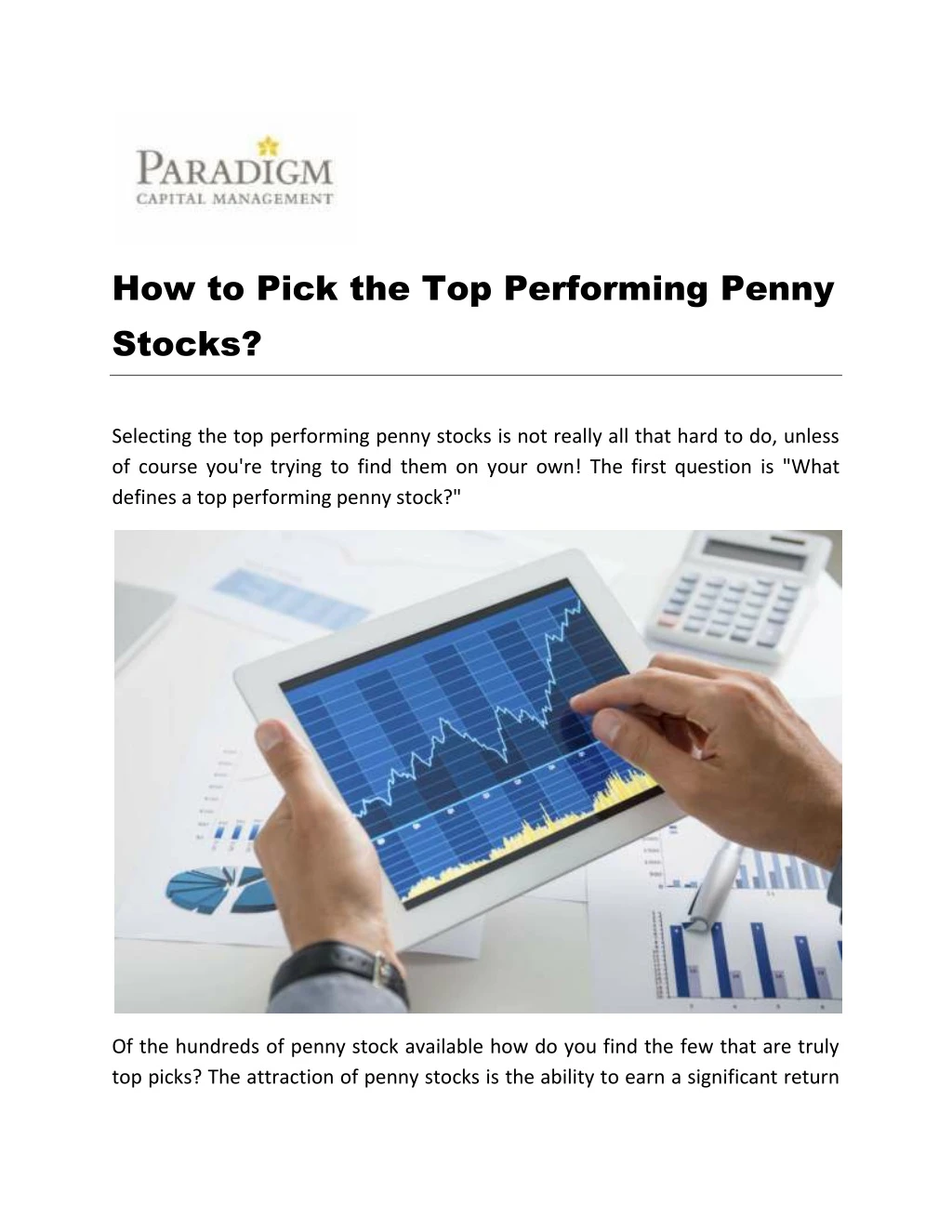 how to pick the top performing penny stocks