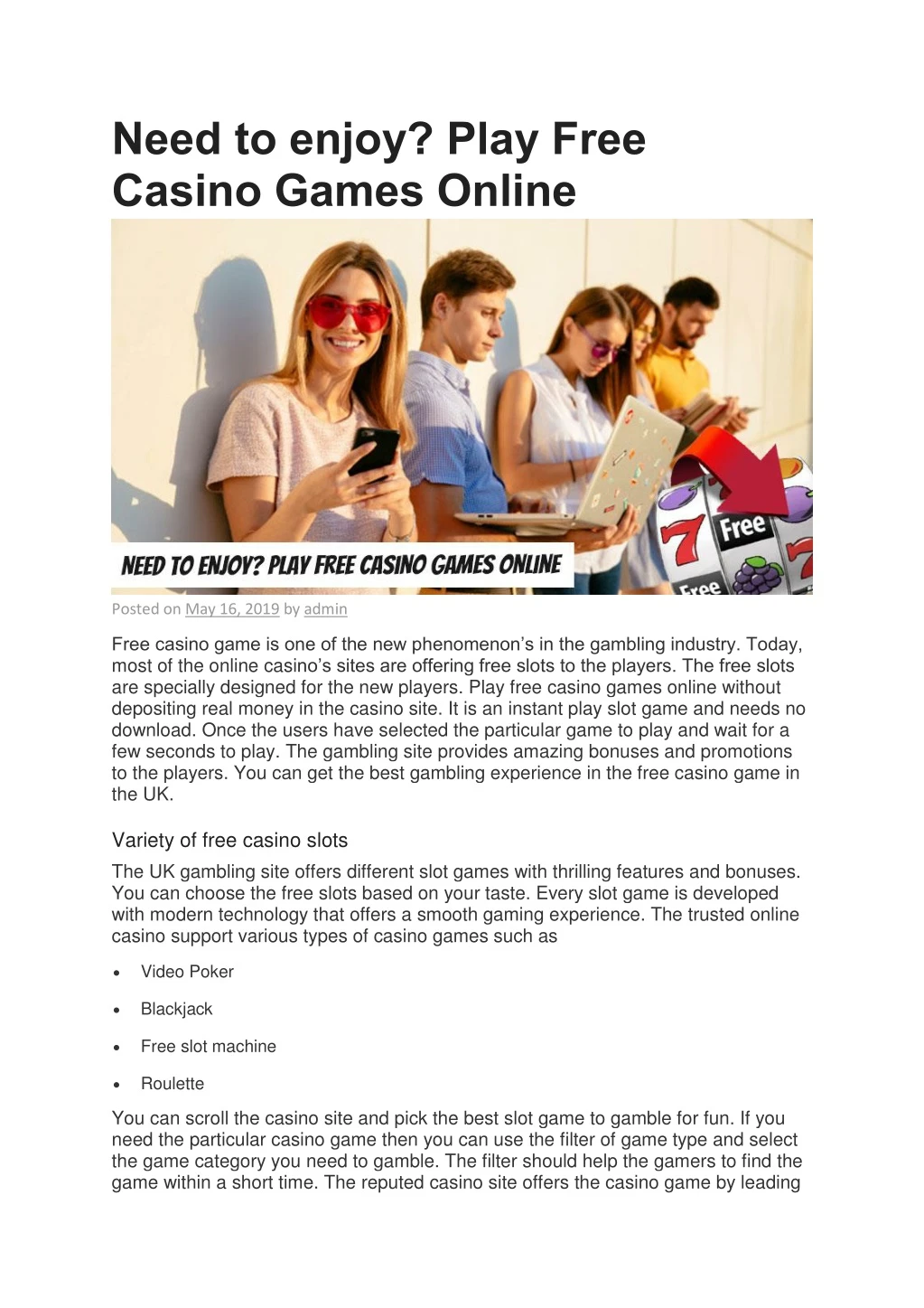 need to enjoy play free casino games online