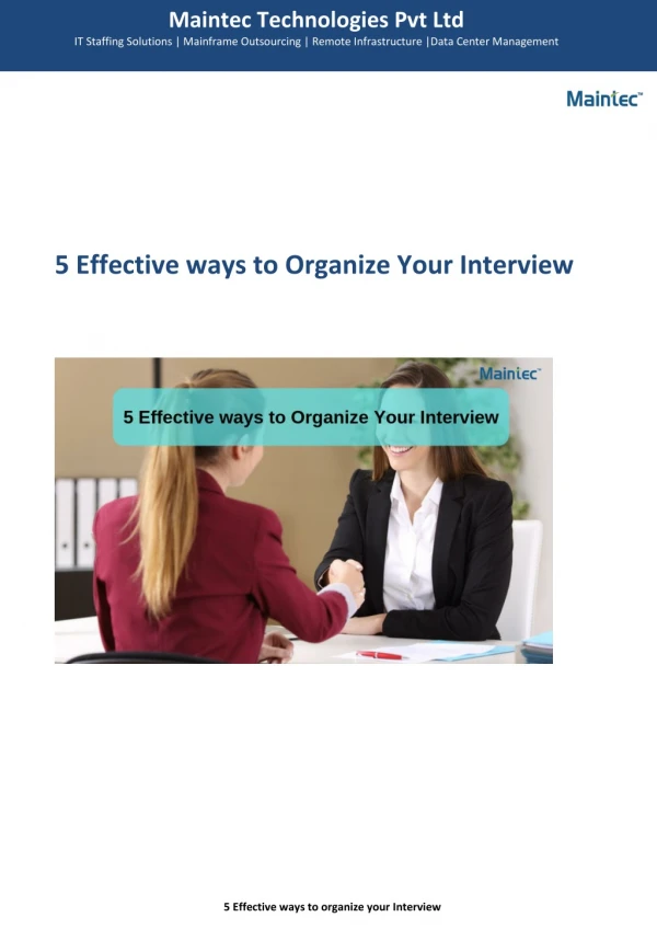 5 Effective ways to Organize Your Interview | Maintec