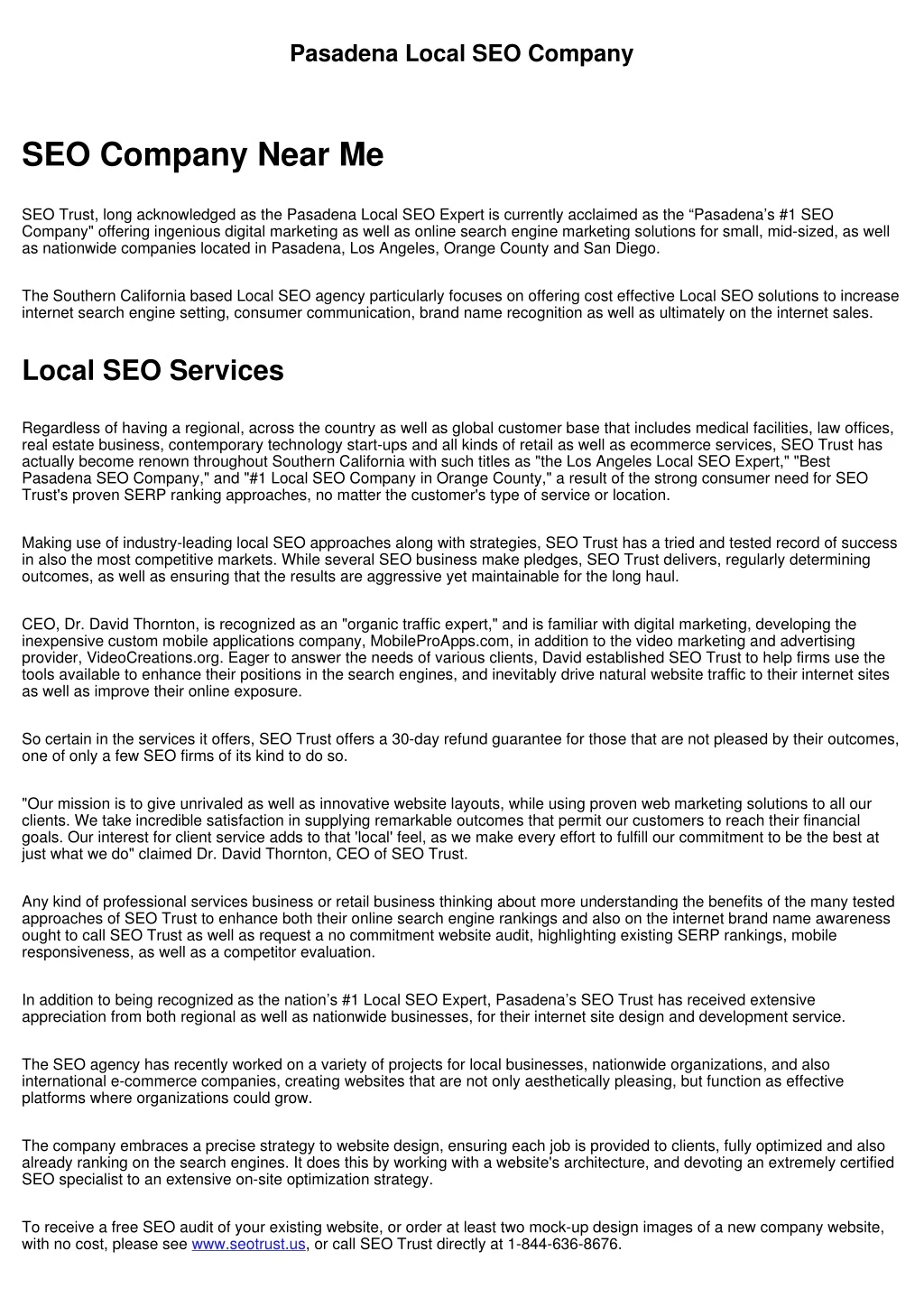 pasadena local seo company