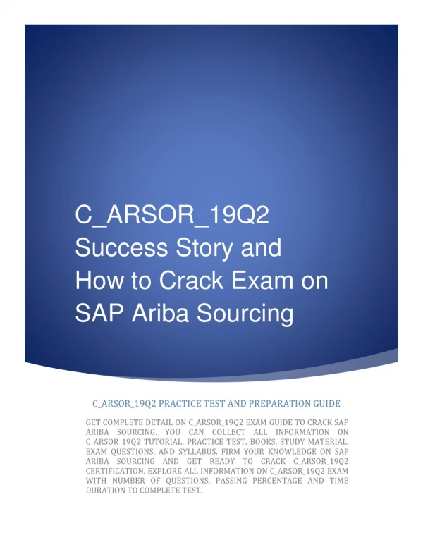 How Samuel Got 92% in SAP Ariba Sourcing - C_ARSOR_19Q2