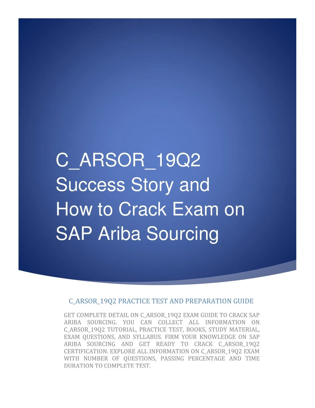 c arsor 19q2 success story and how to crack exam