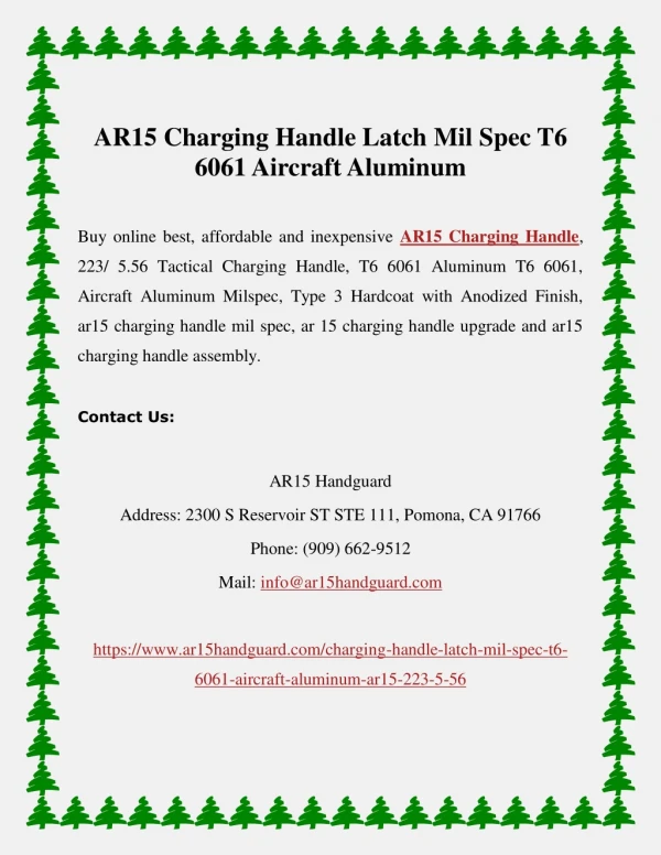 AR15 Charging Handle Latch Mil Spec T6 6061 Aircraft Aluminum