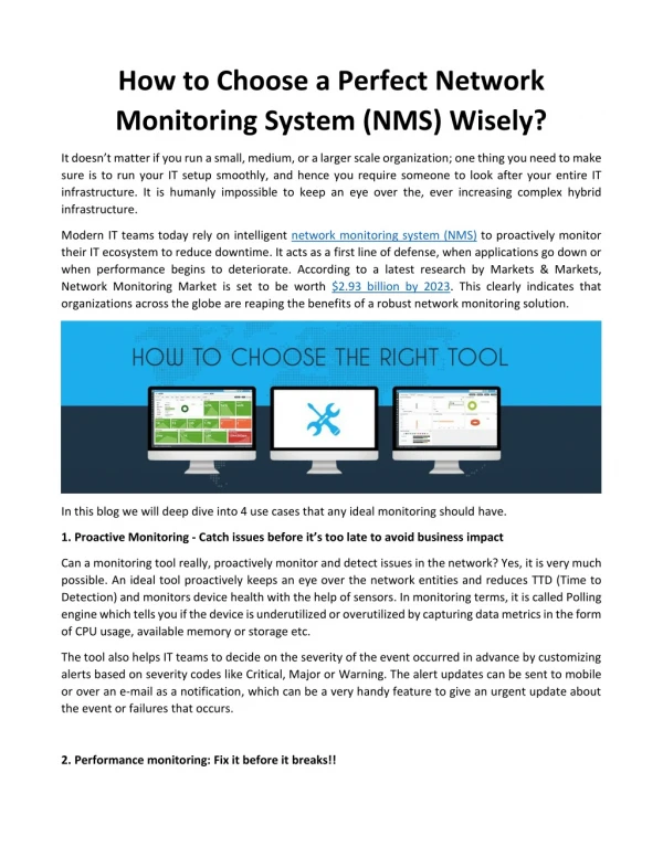 How to Choose a Perfect Network Monitoring System (NMS) Wisely?