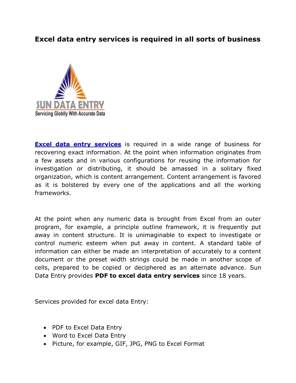 excel data entry services is required
