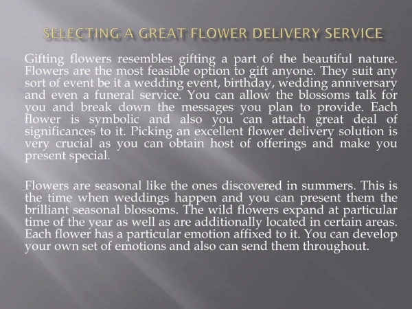 Selecting a Great Flower Delivery service