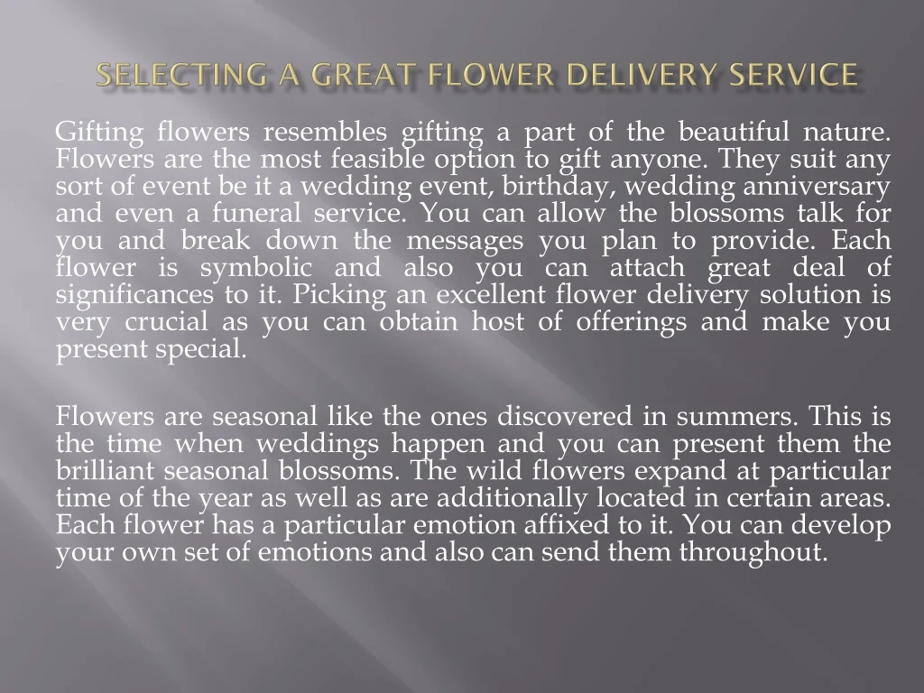 selecting a great flower delivery service