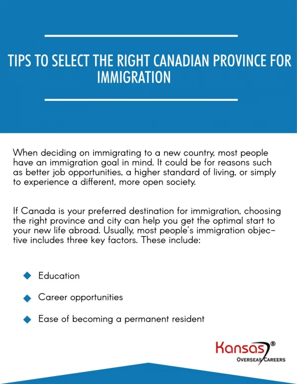 Tips to select the right Canadian province for Immigration