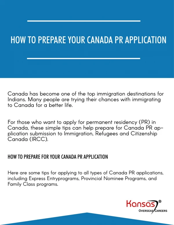 How to Prepare your Canada PR Application