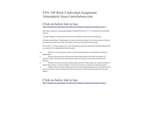 ENV 100 Week 3 Individual Assignment Atmospheric Issues//tutorfortune.com