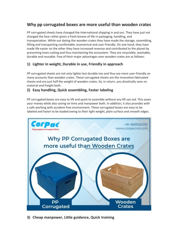 Why pp corrugated boxes are more useful than wooden crates- Corpac Ind