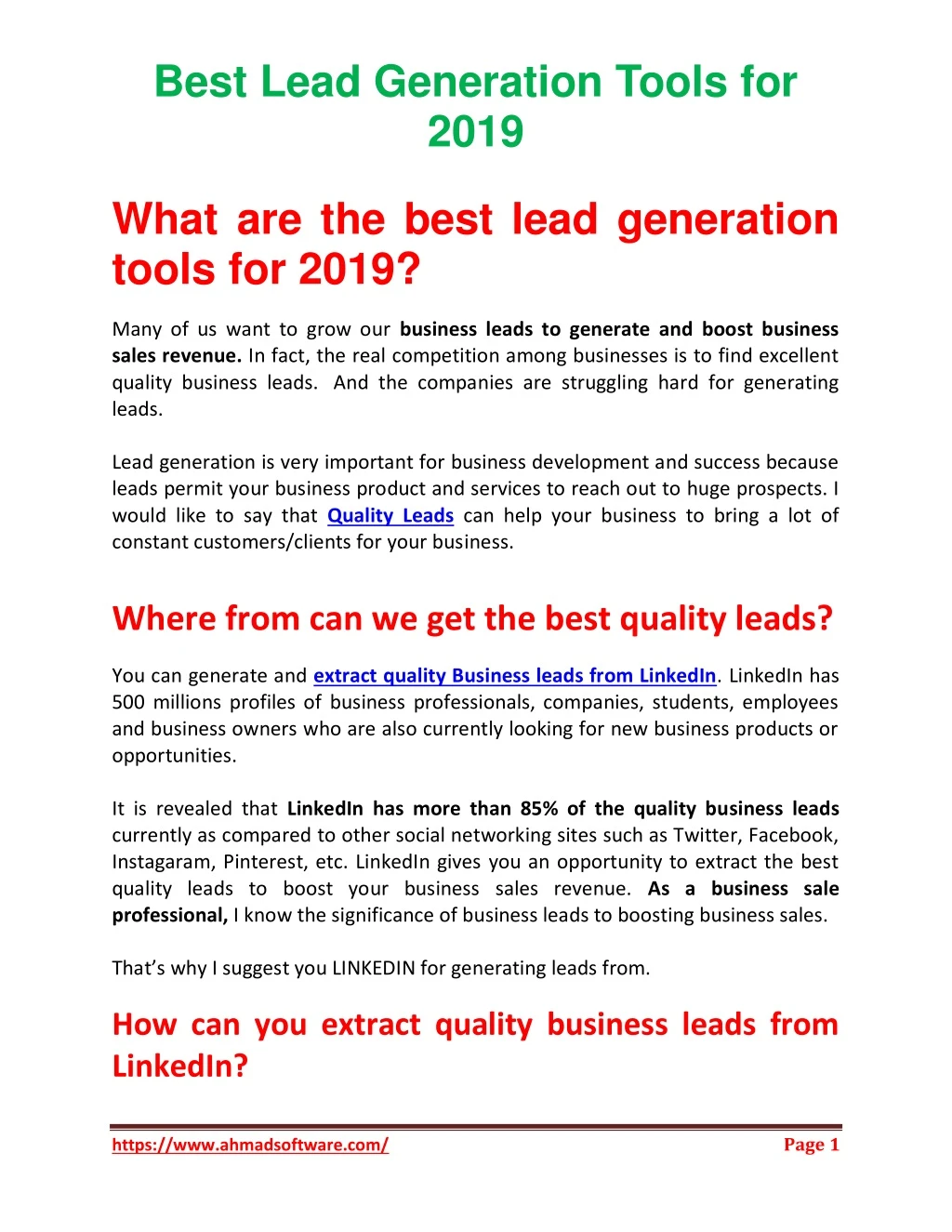 best lead generation tools for 2019