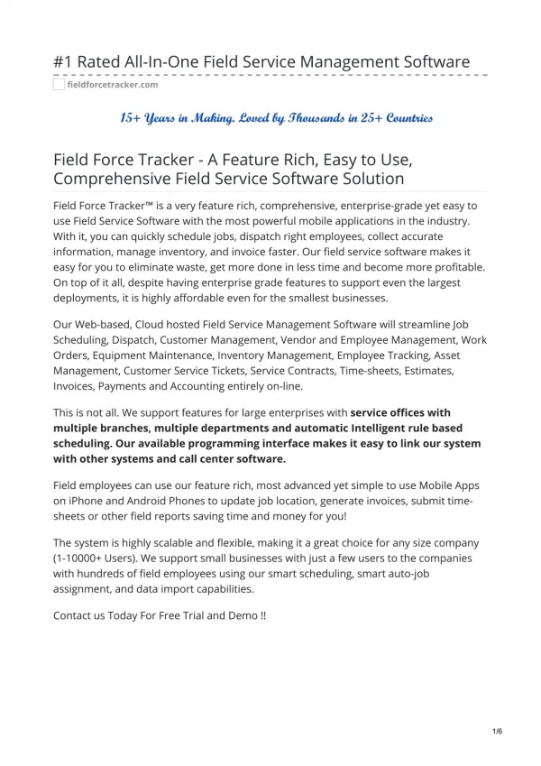 fieldforcetracker -#1 Rated All-In-One Field Service Management Software