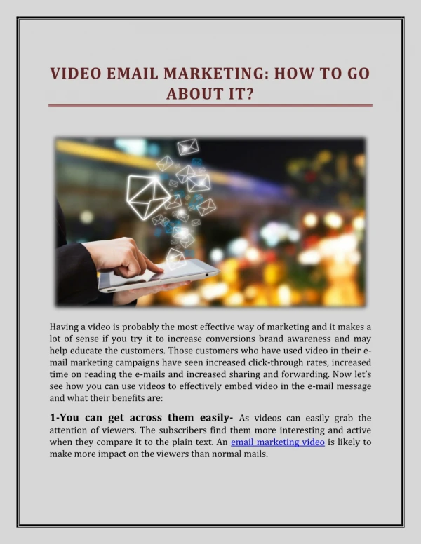 Video Email Marketing - How To Go About It