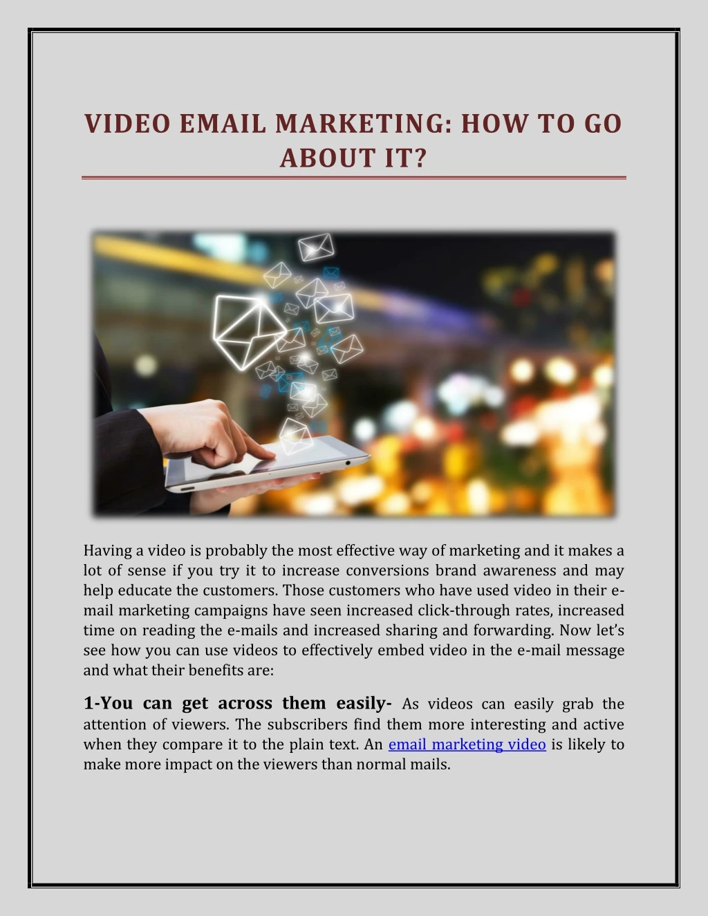 video email marketing how to go about it
