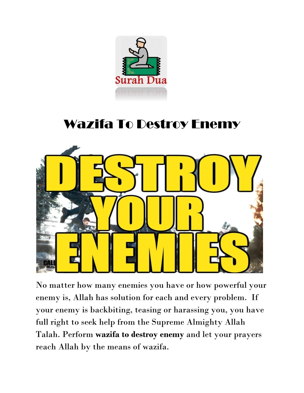 wazifa to destroy enemy
