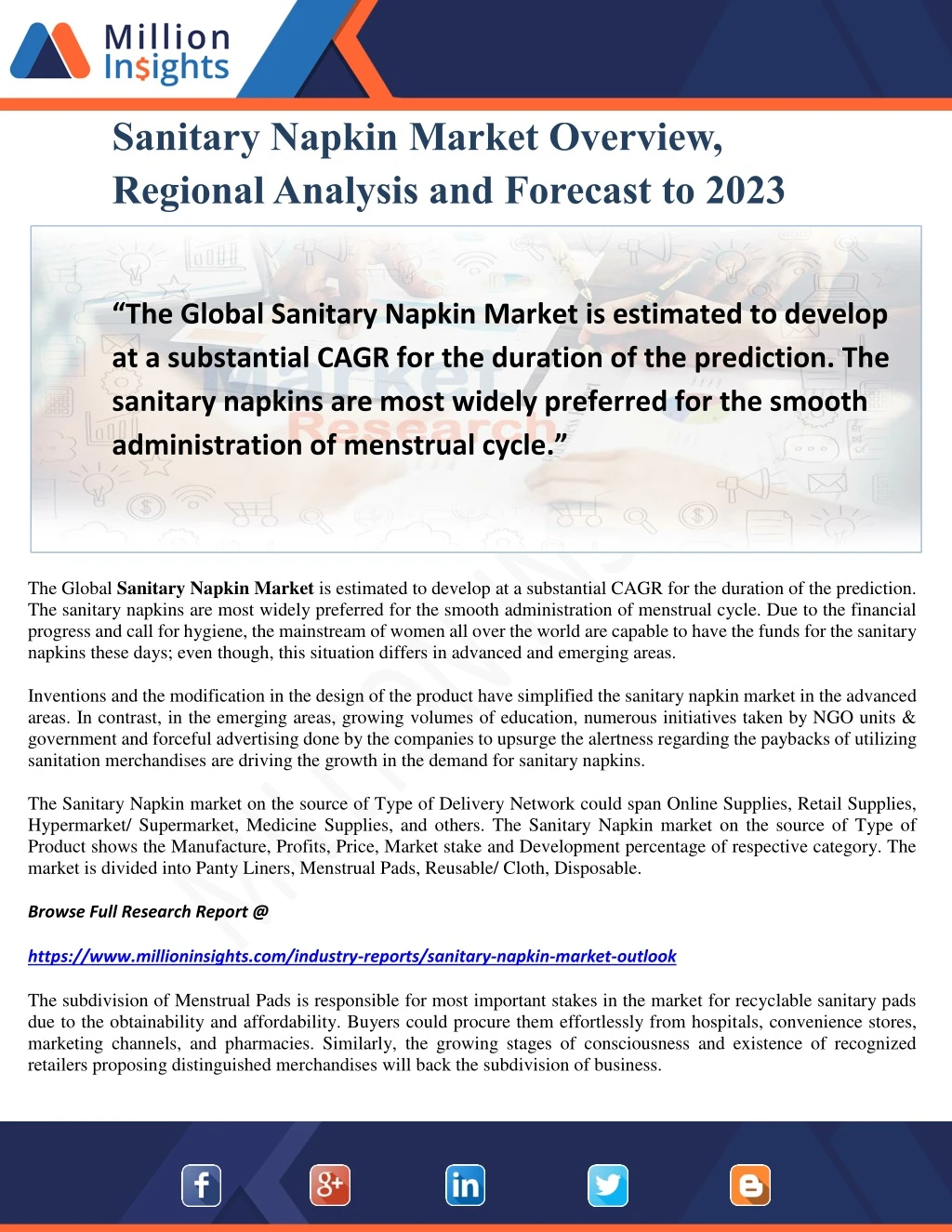 sanitary napkin market overview regional analysis