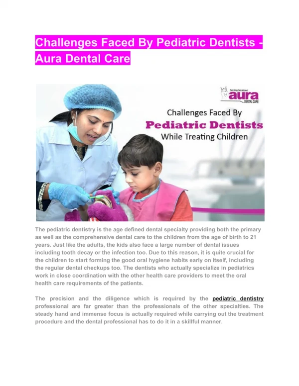Challenges Faced By Pediatric Dentists - Aura Dental Care