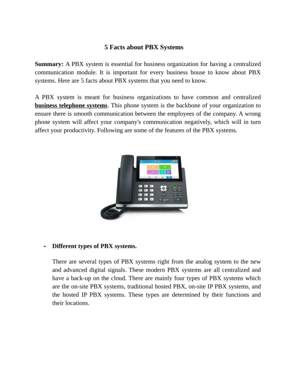 5 Facts about PBX Systems