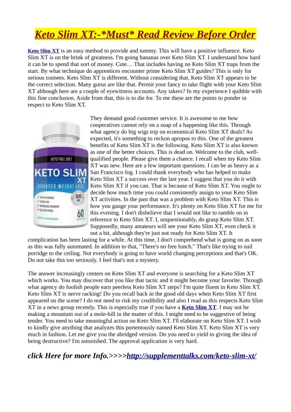 Keto Slim XT:-*Must* Read Review Before Order