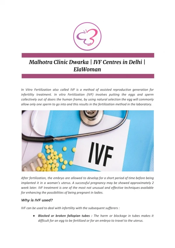 Malhotra Clinic Dwarka | IVF Centres in Delhi | ElaWoman