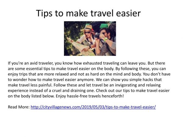 Tips to make travel easier