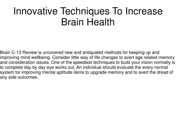 Innovative Techniques To Increase Brain Health