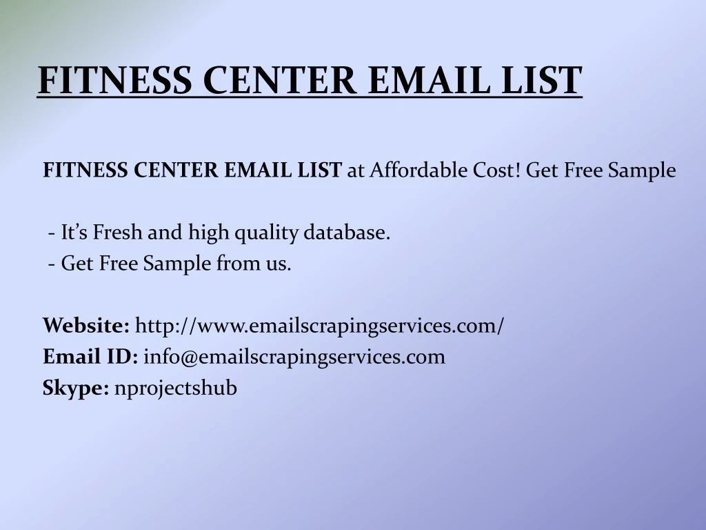 fitness center email list
