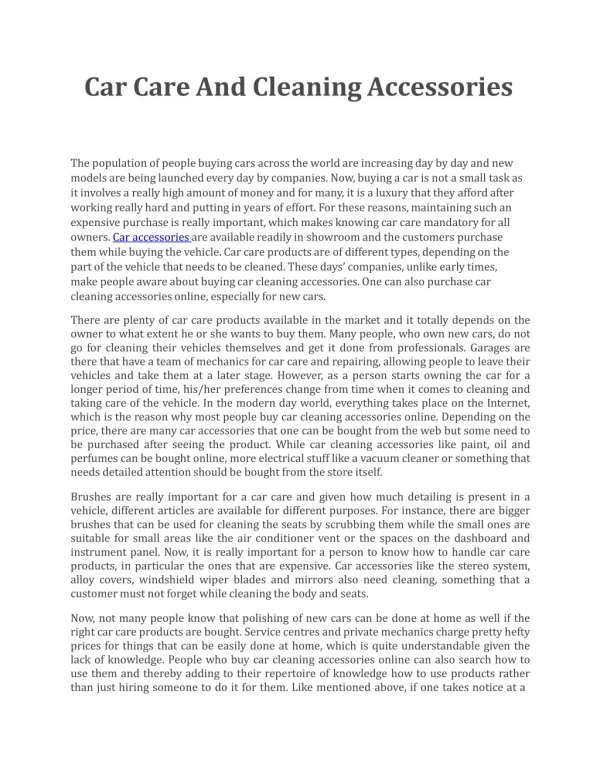 Car Care And Cleaning Accessories