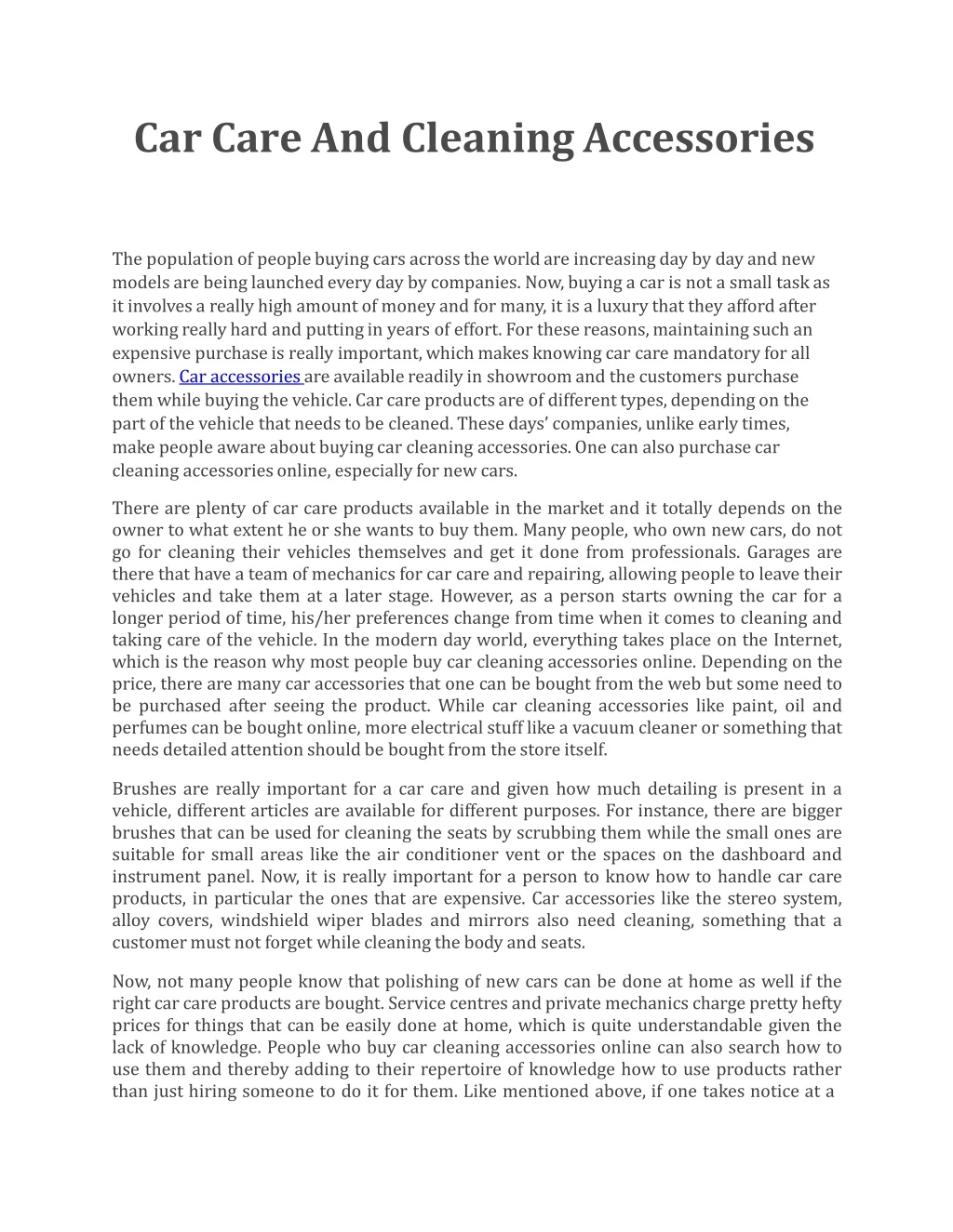 car care and cleaning accessories