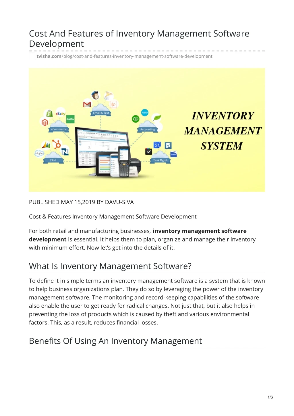 cost and features of inventory management