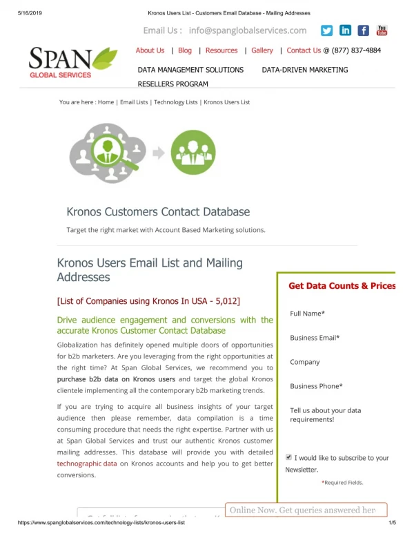 Kronos Customers Mailing List