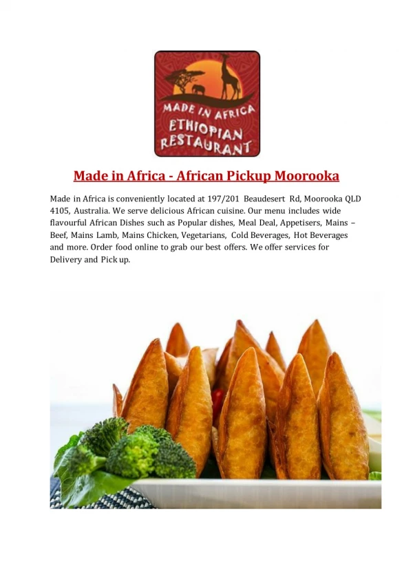 Made in Africa Moorooka, Brisbane - African Takeaway and Delivery Online