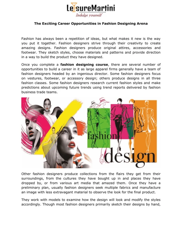 The Exciting Career Opportunities in Fashion Designing Arena