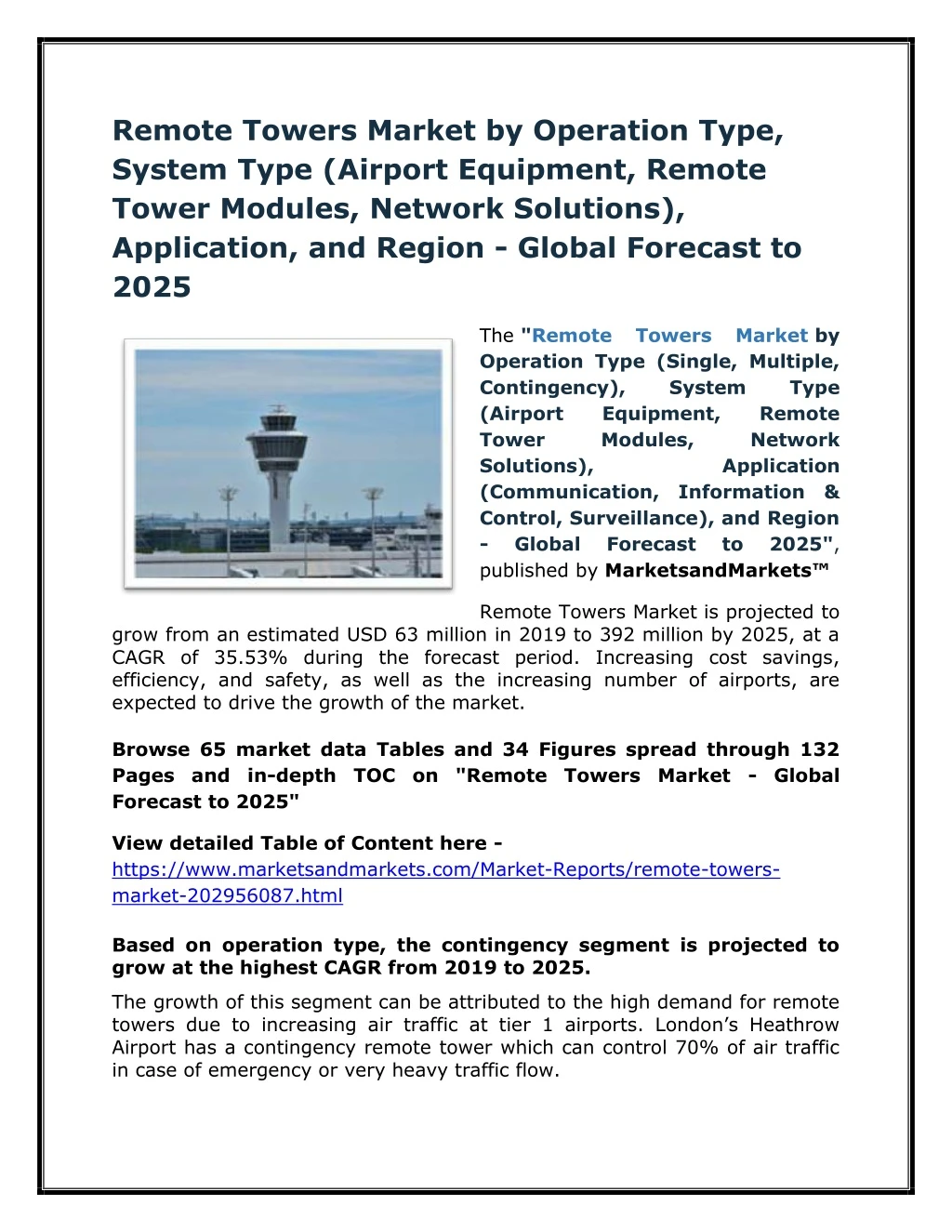 remote towers market by operation type system