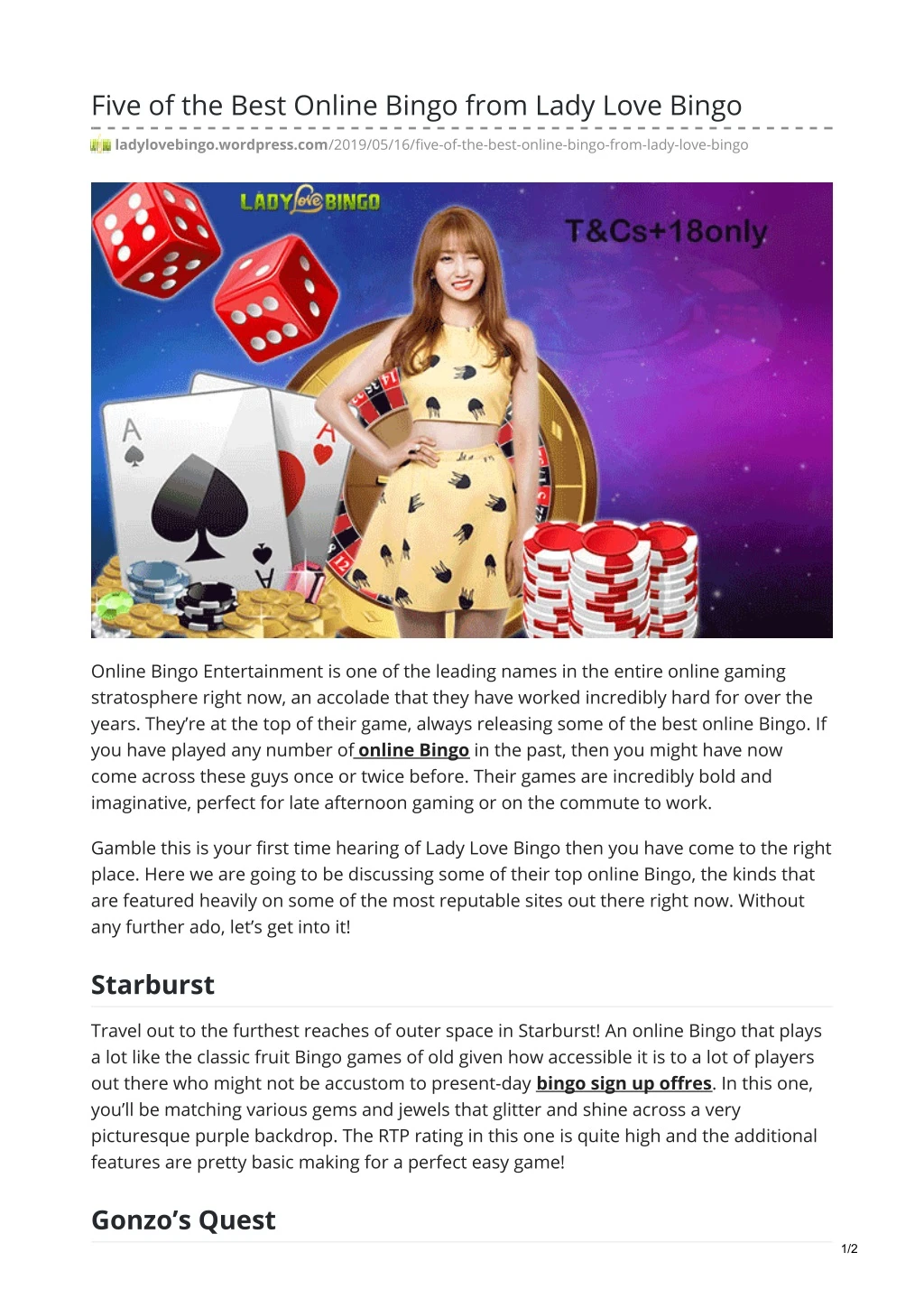 five of the best online bingo from lady love bingo