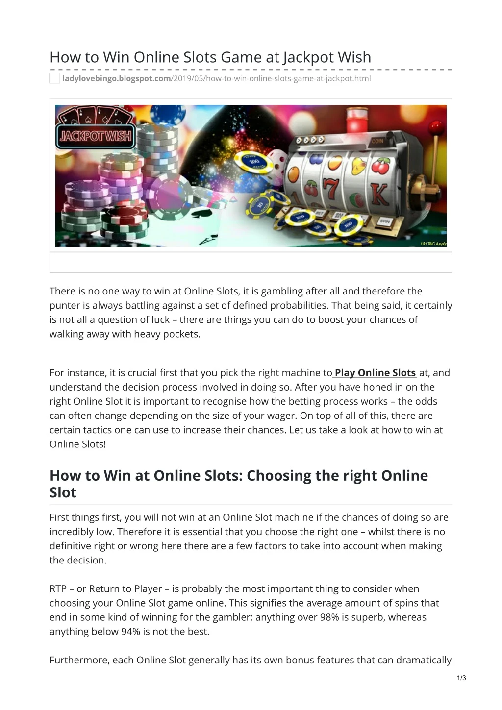 how to win online slots game at jackpot wish